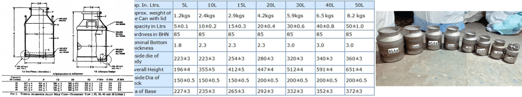 Milk bucket drawings and dimensions