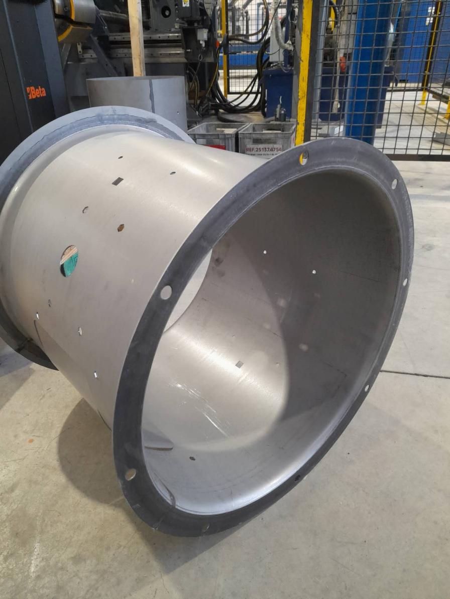 Axial flow fan flanging and punching