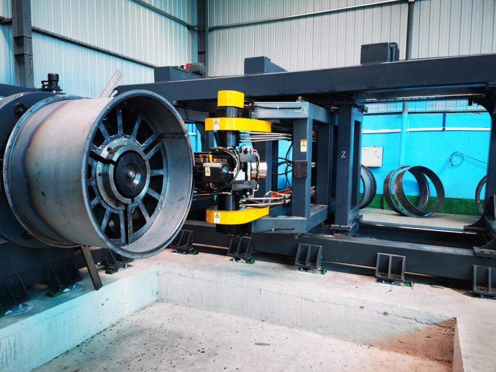 Axial flow fan flanging machine