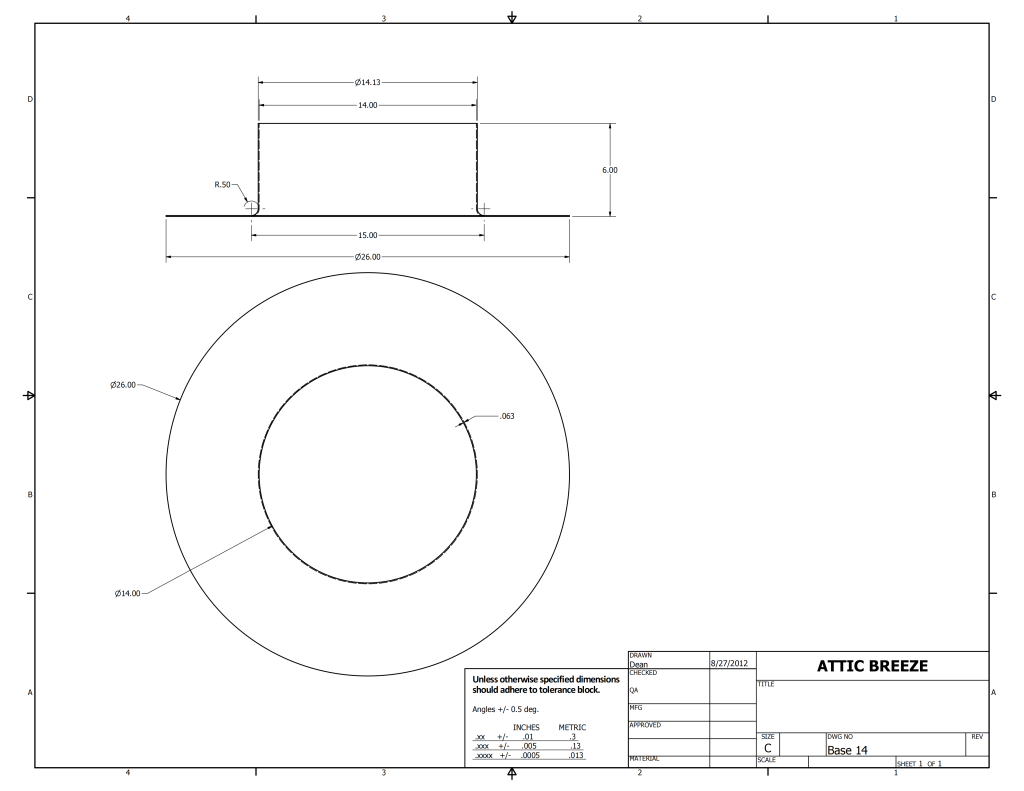 Ventilation accessories drawings from attic breeze