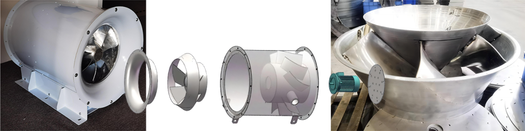 mixed flow fan：Impeller guide and impeller hub & Inline mixed flow fan design