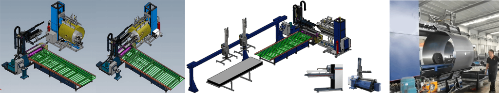 Multiple combination modes of coiling & welding production line for axial flow fans_