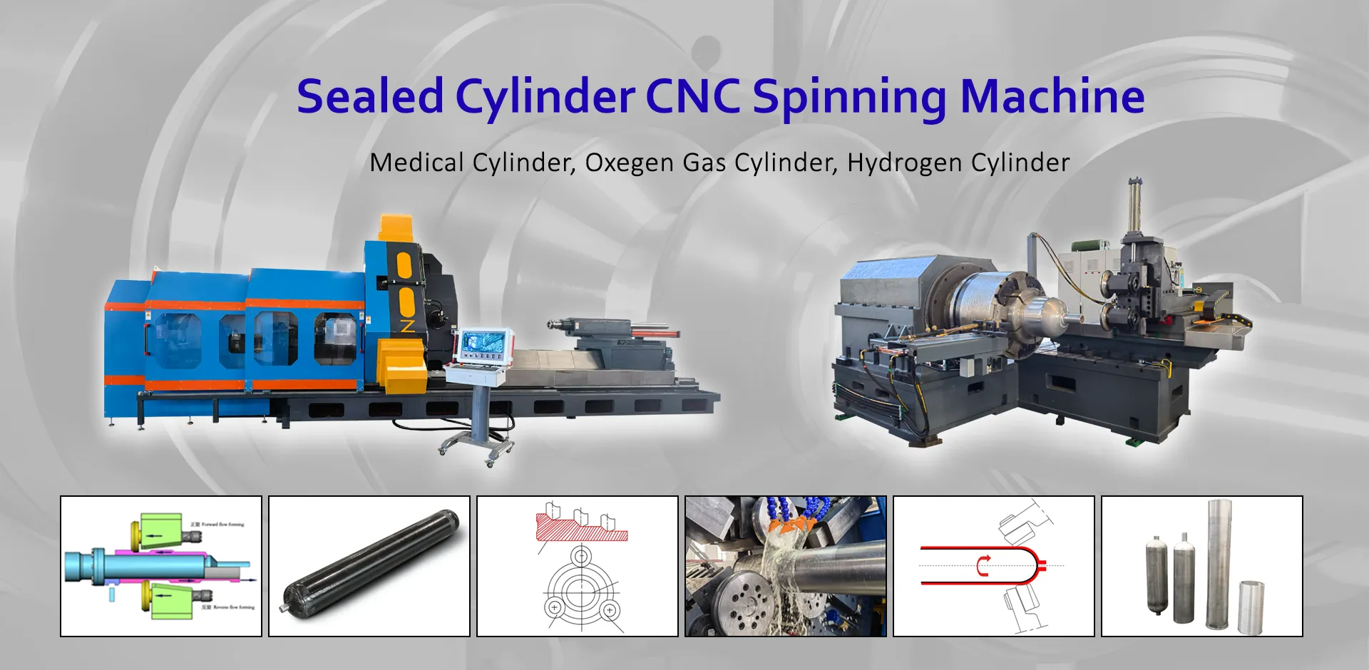 Multi-Round Flow Forming Machine And Neck Spinning For Hydrogen Cylinders